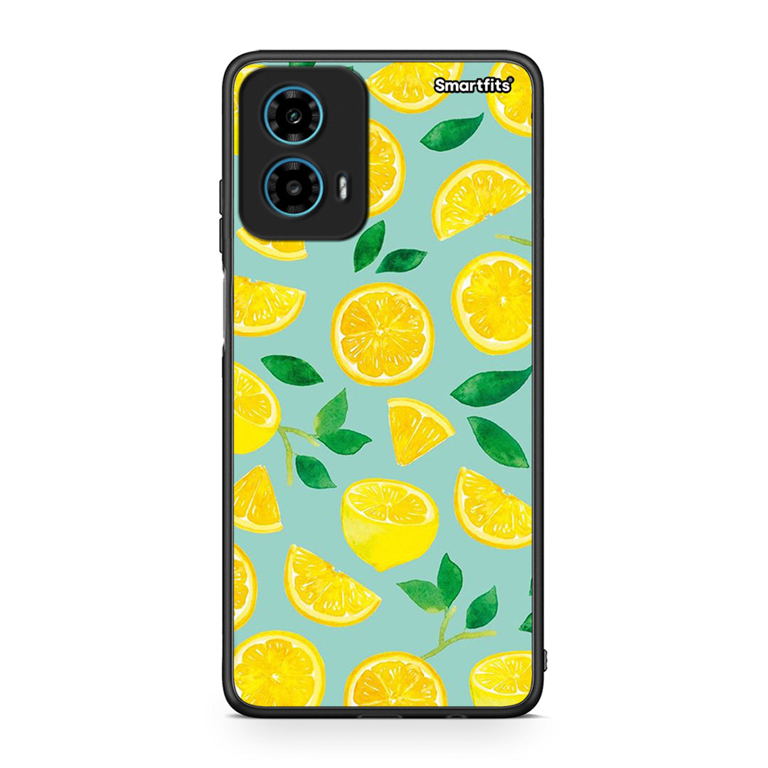 Motorola G34 5G Lemons θήκη από τη Smartfits με σχέδιο στο πίσω μέρος και μαύρο περίβλημα | Smartphone case with colorful back and black bezels by Smartfits