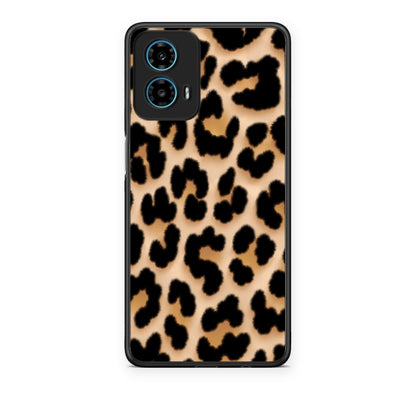 Θήκη Motorola G34 5G Leopard Print Tan Large από τη Smartfits με σχέδιο στο πίσω μέρος και μαύρο περίβλημα | Motorola G34 5G Leopard Print Tan Large case with colorful back and black bezels