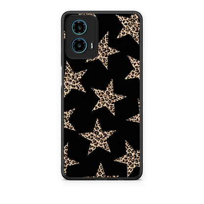 Θήκη Motorola G34 5G Leopard Stars on Black από τη Smartfits με σχέδιο στο πίσω μέρος και μαύρο περίβλημα | Motorola G34 5G Leopard Stars on Black case with colorful back and black bezels