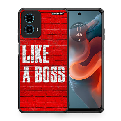 Θήκη Motorola G34 5G Like A Boss από τη Smartfits με σχέδιο στο πίσω μέρος και μαύρο περίβλημα | Motorola G34 5G Like A Boss case with colorful back and black bezels