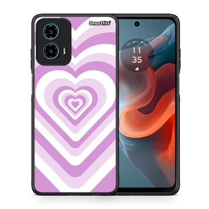 Θήκη Motorola G34 5G Lilac Hearts από τη Smartfits με σχέδιο στο πίσω μέρος και μαύρο περίβλημα | Motorola G34 5G Lilac Hearts case with colorful back and black bezels