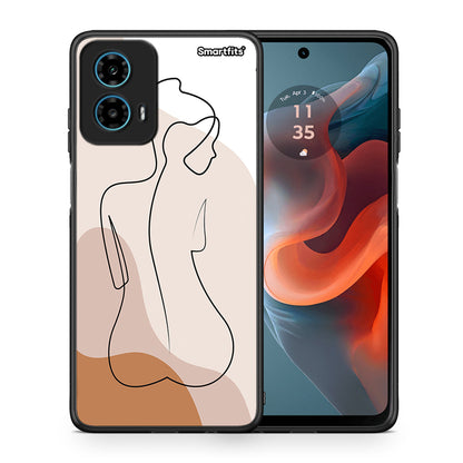 Θήκη Motorola G34 5G LineArt Woman από τη Smartfits με σχέδιο στο πίσω μέρος και μαύρο περίβλημα | Motorola G34 5G LineArt Woman case with colorful back and black bezels