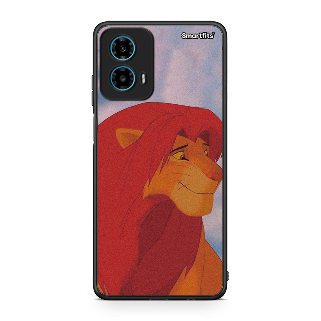 Motorola G34 5G Lion Love 1 Θήκη Αγίου Βαλεντίνου από τη Smartfits με σχέδιο στο πίσω μέρος και μαύρο περίβλημα | Smartphone case with colorful back and black bezels by Smartfits