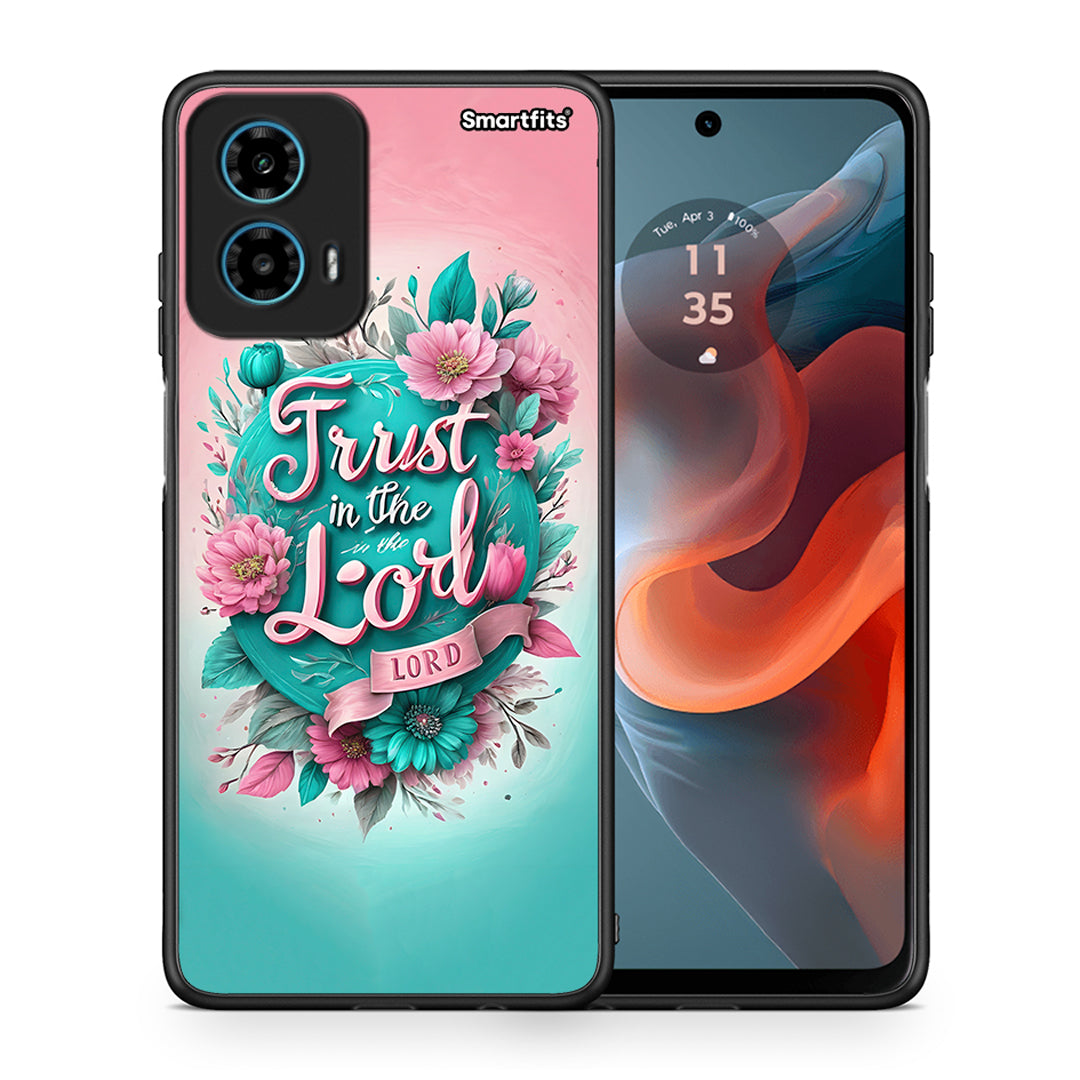 Θήκη Motorola G34 5G Lord Trust από τη Smartfits με σχέδιο στο πίσω μέρος και μαύρο περίβλημα | Motorola G34 5G Lord Trust case with colorful back and black bezels