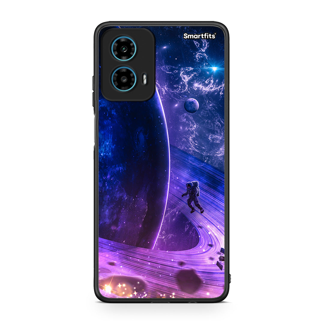 Motorola G34 5G Lost Astronaut θήκη από τη Smartfits με σχέδιο στο πίσω μέρος και μαύρο περίβλημα | Smartphone case with colorful back and black bezels by Smartfits