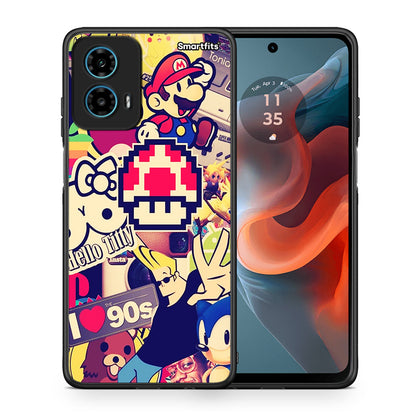 Θήκη Motorola G34 5G Love The 90s από τη Smartfits με σχέδιο στο πίσω μέρος και μαύρο περίβλημα | Motorola G34 5G Love The 90s case with colorful back and black bezels