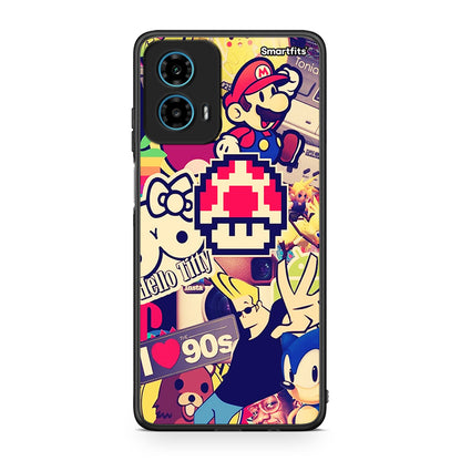 Motorola G34 5G Love The 90s θήκη από τη Smartfits με σχέδιο στο πίσω μέρος και μαύρο περίβλημα | Smartphone case with colorful back and black bezels by Smartfits