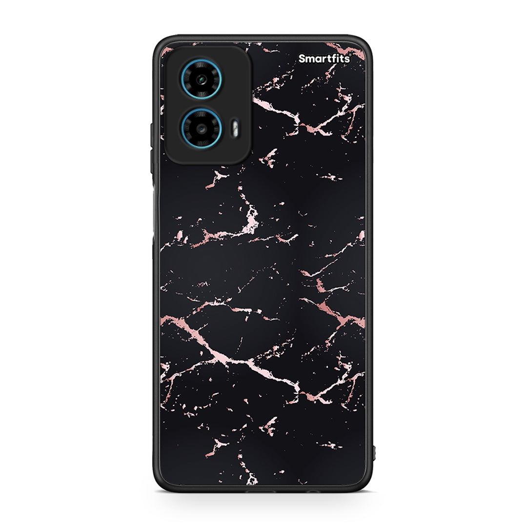 4 - Motorola G34 5G Black Rosegold Marble case, cover, bumper