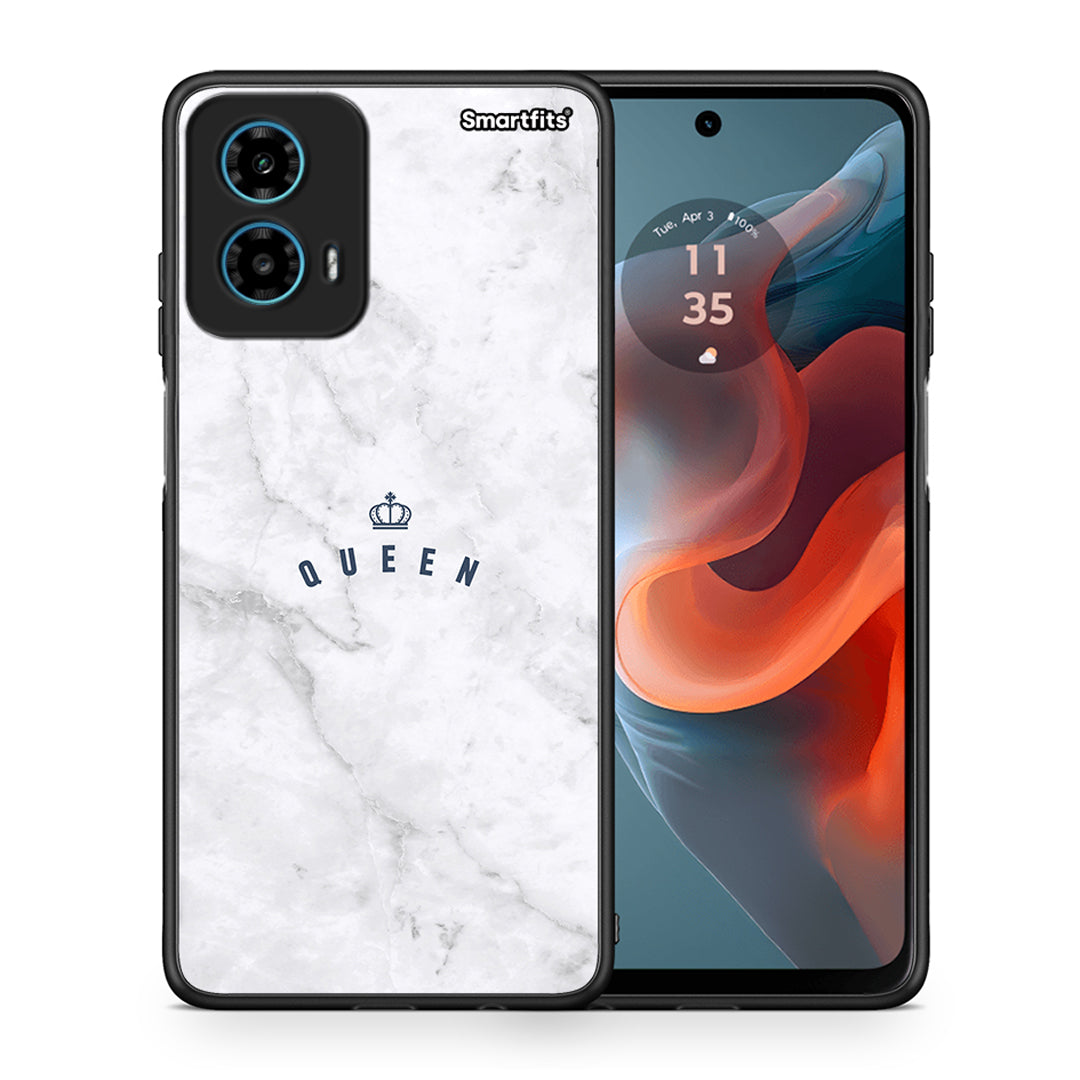 Θήκη Motorola G34 5G Queen Marble από τη Smartfits με σχέδιο στο πίσω μέρος και μαύρο περίβλημα | Motorola G34 5G Queen Marble case with colorful back and black bezels
