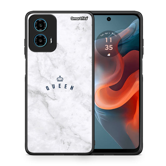 Θήκη Motorola G34 5G Queen Marble από τη Smartfits με σχέδιο στο πίσω μέρος και μαύρο περίβλημα | Motorola G34 5G Queen Marble case with colorful back and black bezels