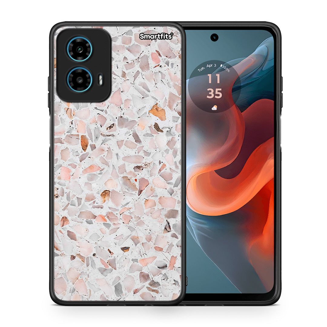 Θήκη Motorola G34 5G Marble Terrazzo από τη Smartfits με σχέδιο στο πίσω μέρος και μαύρο περίβλημα | Motorola G34 5G Marble Terrazzo case with colorful back and black bezels