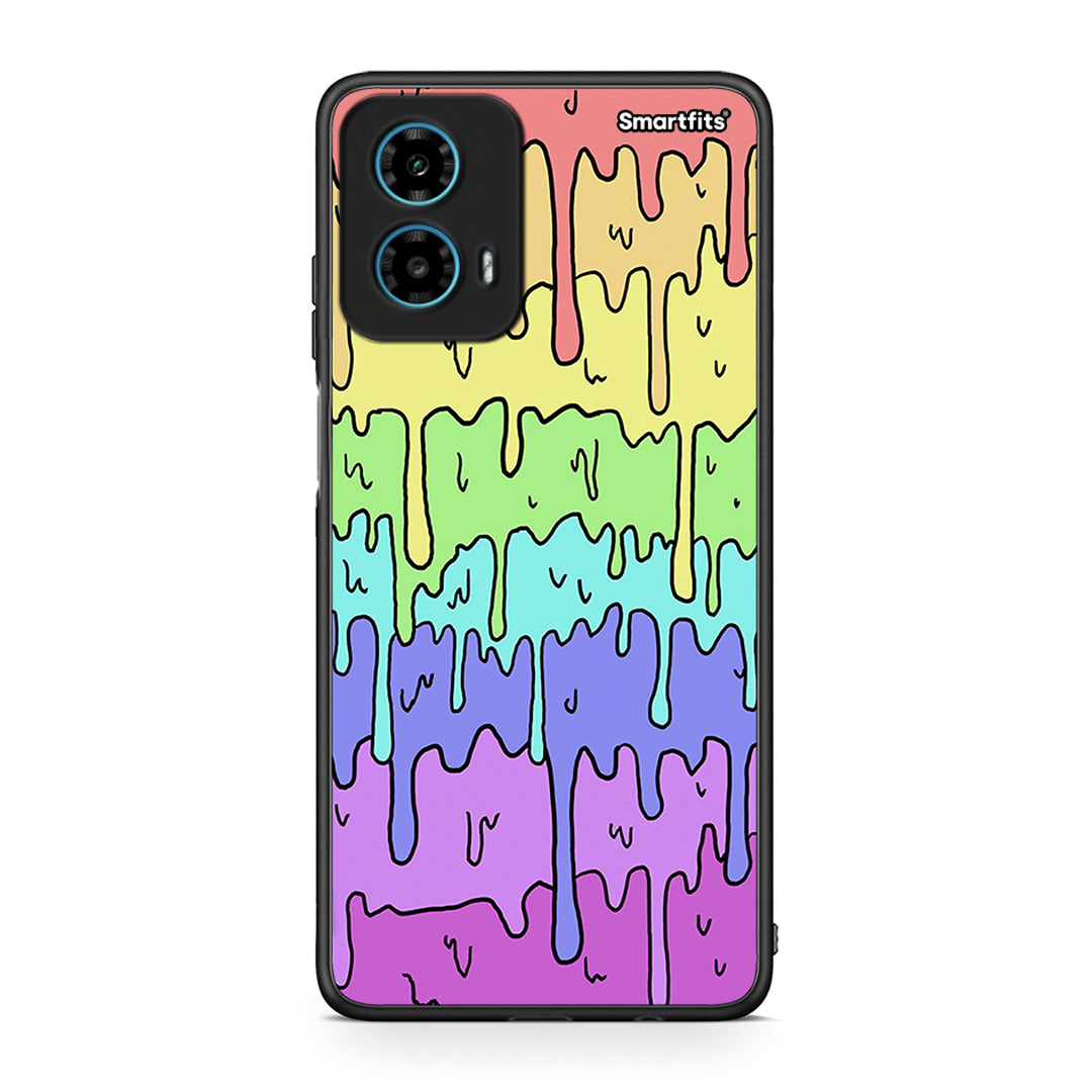 Motorola G34 5G Melting Rainbow θήκη από τη Smartfits με σχέδιο στο πίσω μέρος και μαύρο περίβλημα | Smartphone case with colorful back and black bezels by Smartfits