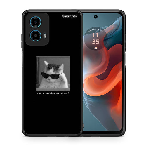 Θήκη Motorola G34 5G Meme Cat από τη Smartfits με σχέδιο στο πίσω μέρος και μαύρο περίβλημα | Motorola G34 5G Meme Cat case with colorful back and black bezels