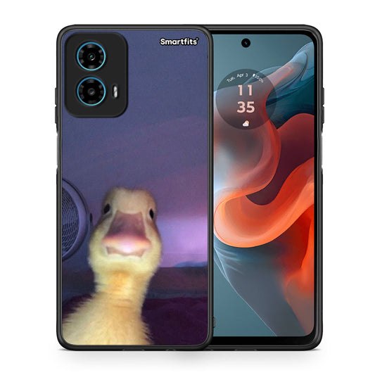 Θήκη Motorola G34 5G Meme Duck από τη Smartfits με σχέδιο στο πίσω μέρος και μαύρο περίβλημα | Motorola G34 5G Meme Duck case with colorful back and black bezels