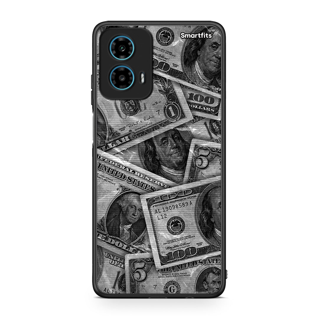 Motorola G34 5G Money Dollars θήκη από τη Smartfits με σχέδιο στο πίσω μέρος και μαύρο περίβλημα | Smartphone case with colorful back and black bezels by Smartfits