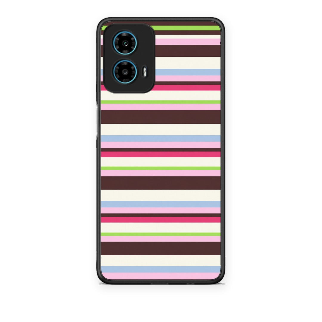 Θήκη Motorola G34 5G Multicolour Horizontal Stripes από τη Smartfits με σχέδιο στο πίσω μέρος και μαύρο περίβλημα | Motorola G34 5G Multicolour Horizontal Stripes case with colorful back and black bezels
