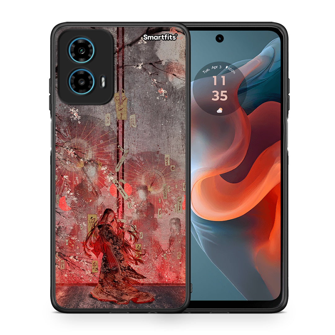 Θήκη Motorola G34 5G Nezuko Kamado από τη Smartfits με σχέδιο στο πίσω μέρος και μαύρο περίβλημα | Motorola G34 5G Nezuko Kamado case with colorful back and black bezels