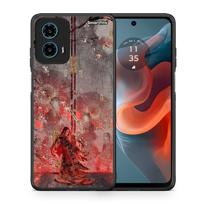 Θήκη Motorola G34 5G Nezuko Kamado από τη Smartfits με σχέδιο στο πίσω μέρος και μαύρο περίβλημα | Motorola G34 5G Nezuko Kamado case with colorful back and black bezels