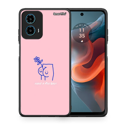 Θήκη Motorola G34 5G Nice Day από τη Smartfits με σχέδιο στο πίσω μέρος και μαύρο περίβλημα | Motorola G34 5G Nice Day case with colorful back and black bezels
