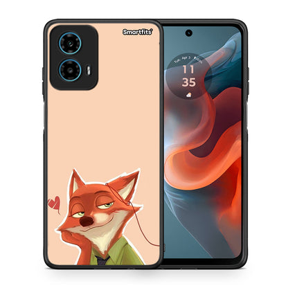 Θήκη Motorola G34 5G Nick Wilde And Judy Hopps Love 1 από τη Smartfits με σχέδιο στο πίσω μέρος και μαύρο περίβλημα | Motorola G34 5G Nick Wilde And Judy Hopps Love 1 case with colorful back and black bezels