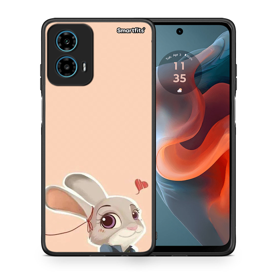 Θήκη Motorola G34 5G Nick Wilde And Judy Hopps Love 2 από τη Smartfits με σχέδιο στο πίσω μέρος και μαύρο περίβλημα | Motorola G34 5G Nick Wilde And Judy Hopps Love 2 case with colorful back and black bezels
