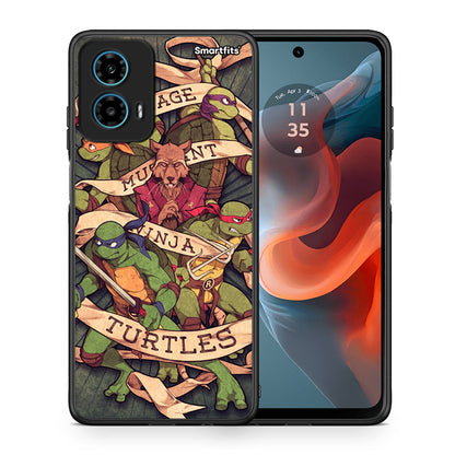 Θήκη Motorola G34 5G Ninja Turtles από τη Smartfits με σχέδιο στο πίσω μέρος και μαύρο περίβλημα | Motorola G34 5G Ninja Turtles case with colorful back and black bezels