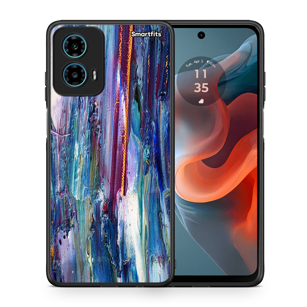 Θήκη Motorola G34 5G Winter Paint από τη Smartfits με σχέδιο στο πίσω μέρος και μαύρο περίβλημα | Motorola G34 5G Winter Paint case with colorful back and black bezels