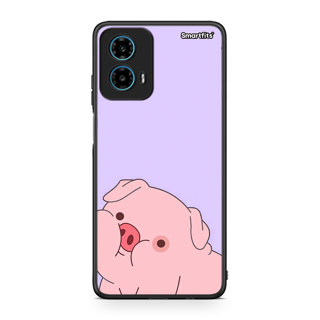 Motorola G34 5G Pig Love 2 Θήκη Αγίου Βαλεντίνου από τη Smartfits με σχέδιο στο πίσω μέρος και μαύρο περίβλημα | Smartphone case with colorful back and black bezels by Smartfits