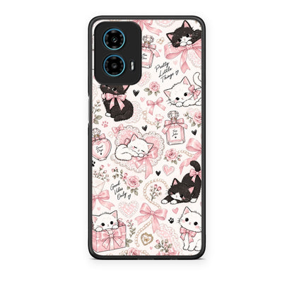 Θήκη Motorola G34 5G Pink Bows and Kittens Collage από τη Smartfits με σχέδιο στο πίσω μέρος και μαύρο περίβλημα | Motorola G34 5G Pink Bows and Kittens Collage case with colorful back and black bezels