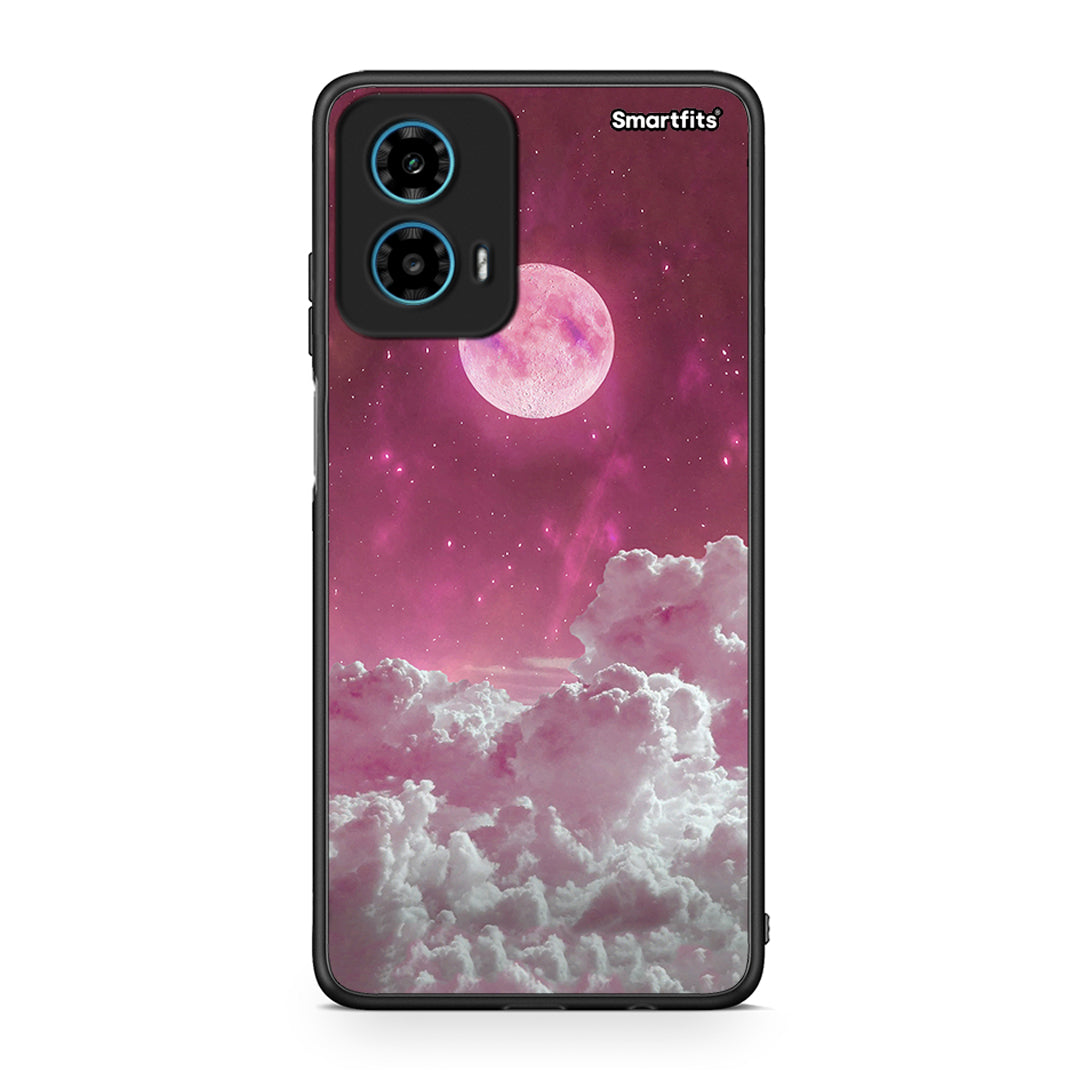 Motorola G34 5G Pink Moon Θήκη από τη Smartfits με σχέδιο στο πίσω μέρος και μαύρο περίβλημα | Smartphone case with colorful back and black bezels by Smartfits