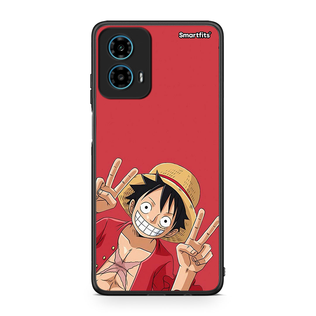 Motorola G34 5G Pirate Luffy Θήκη από τη Smartfits με σχέδιο στο πίσω μέρος και μαύρο περίβλημα | Smartphone case with colorful back and black bezels by Smartfits