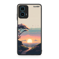 Thumbnail for Motorola G34 5G Pixel Sunset Θήκη από τη Smartfits με σχέδιο στο πίσω μέρος και μαύρο περίβλημα | Smartphone case with colorful back and black bezels by Smartfits