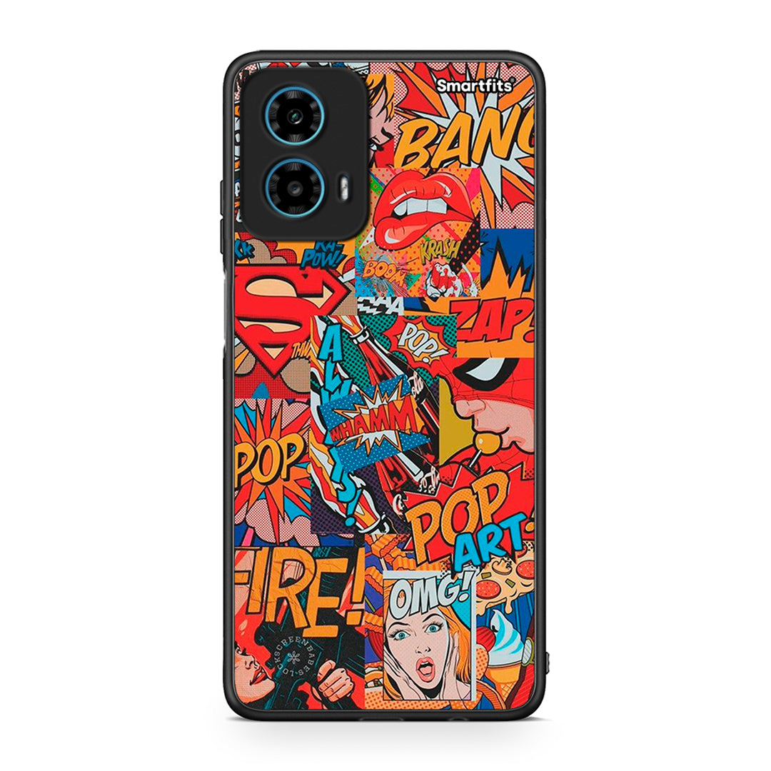 Motorola G34 5G PopArt OMG θήκη από τη Smartfits με σχέδιο στο πίσω μέρος και μαύρο περίβλημα | Smartphone case with colorful back and black bezels by Smartfits