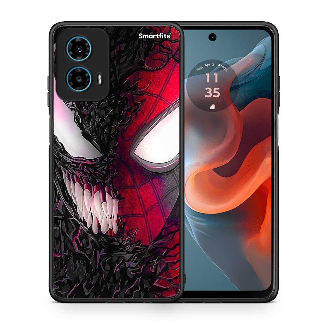 Θήκη Motorola G34 5G SpiderVenom PopArt από τη Smartfits με σχέδιο στο πίσω μέρος και μαύρο περίβλημα | Motorola G34 5G SpiderVenom PopArt case with colorful back and black bezels