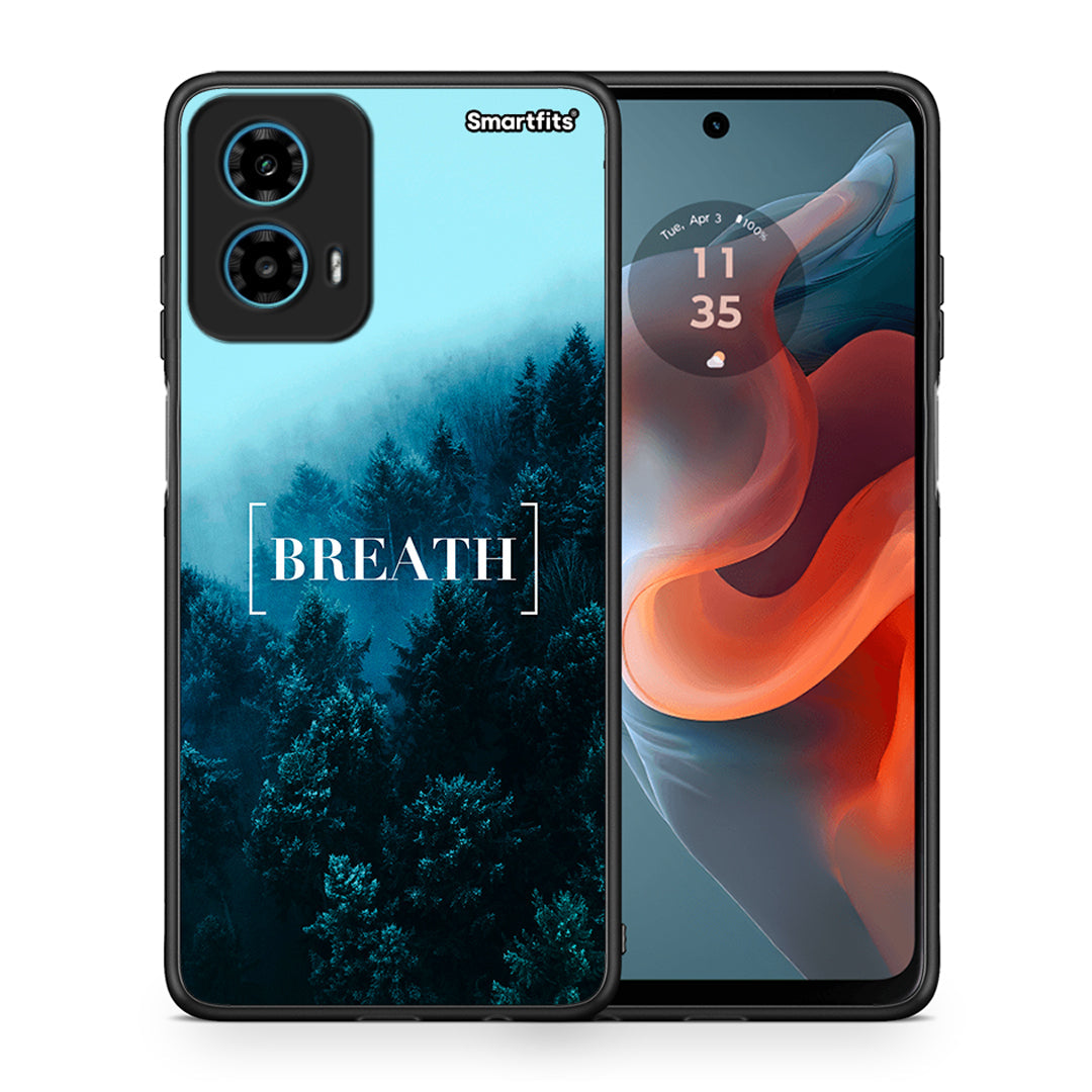 Θήκη Motorola G34 5G Breath Quote από τη Smartfits με σχέδιο στο πίσω μέρος και μαύρο περίβλημα | Motorola G34 5G Breath Quote case with colorful back and black bezels