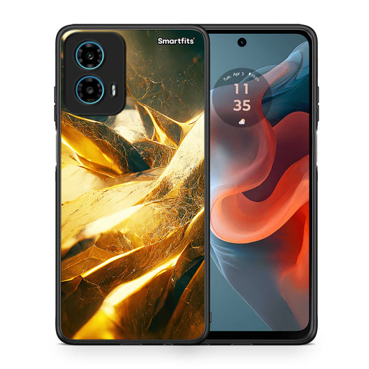 Θήκη Motorola G34 5G Real Gold από τη Smartfits με σχέδιο στο πίσω μέρος και μαύρο περίβλημα | Motorola G34 5G Real Gold case with colorful back and black bezels
