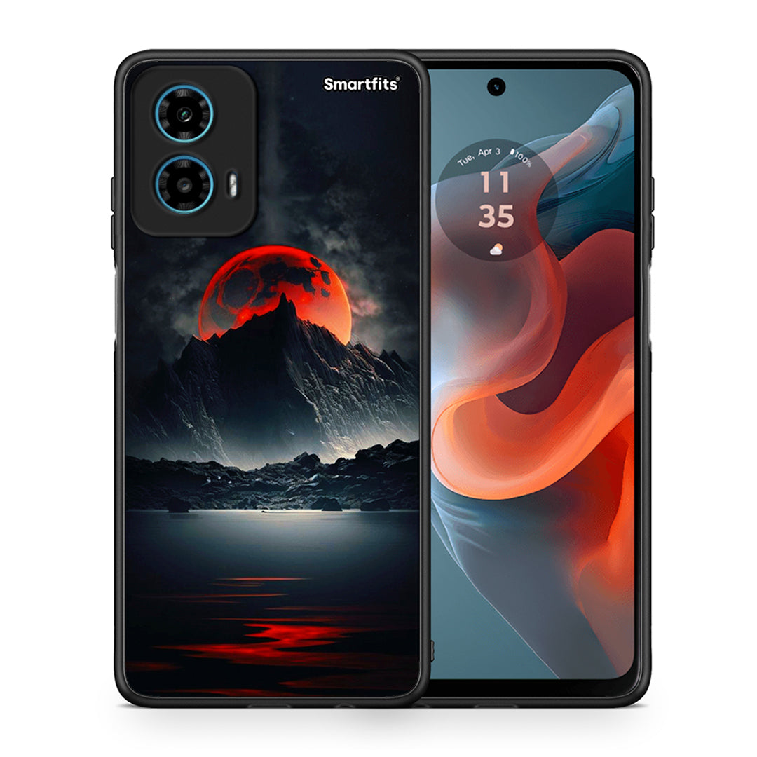 Θήκη Motorola G34 5G Red Full Moon από τη Smartfits με σχέδιο στο πίσω μέρος και μαύρο περίβλημα | Motorola G34 5G Red Full Moon case with colorful back and black bezels