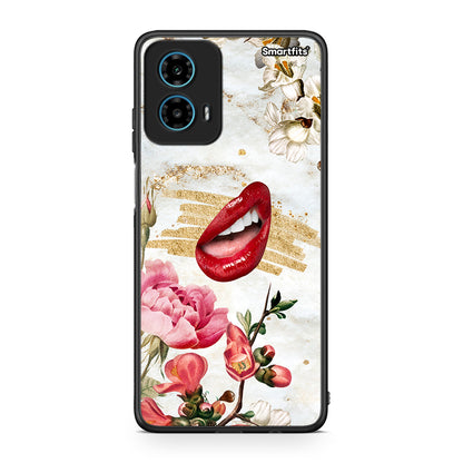 Motorola G34 5G Red Lips θήκη από τη Smartfits με σχέδιο στο πίσω μέρος και μαύρο περίβλημα | Smartphone case with colorful back and black bezels by Smartfits