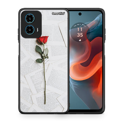 Θήκη Motorola G34 5G Red Rose από τη Smartfits με σχέδιο στο πίσω μέρος και μαύρο περίβλημα | Motorola G34 5G Red Rose case with colorful back and black bezels