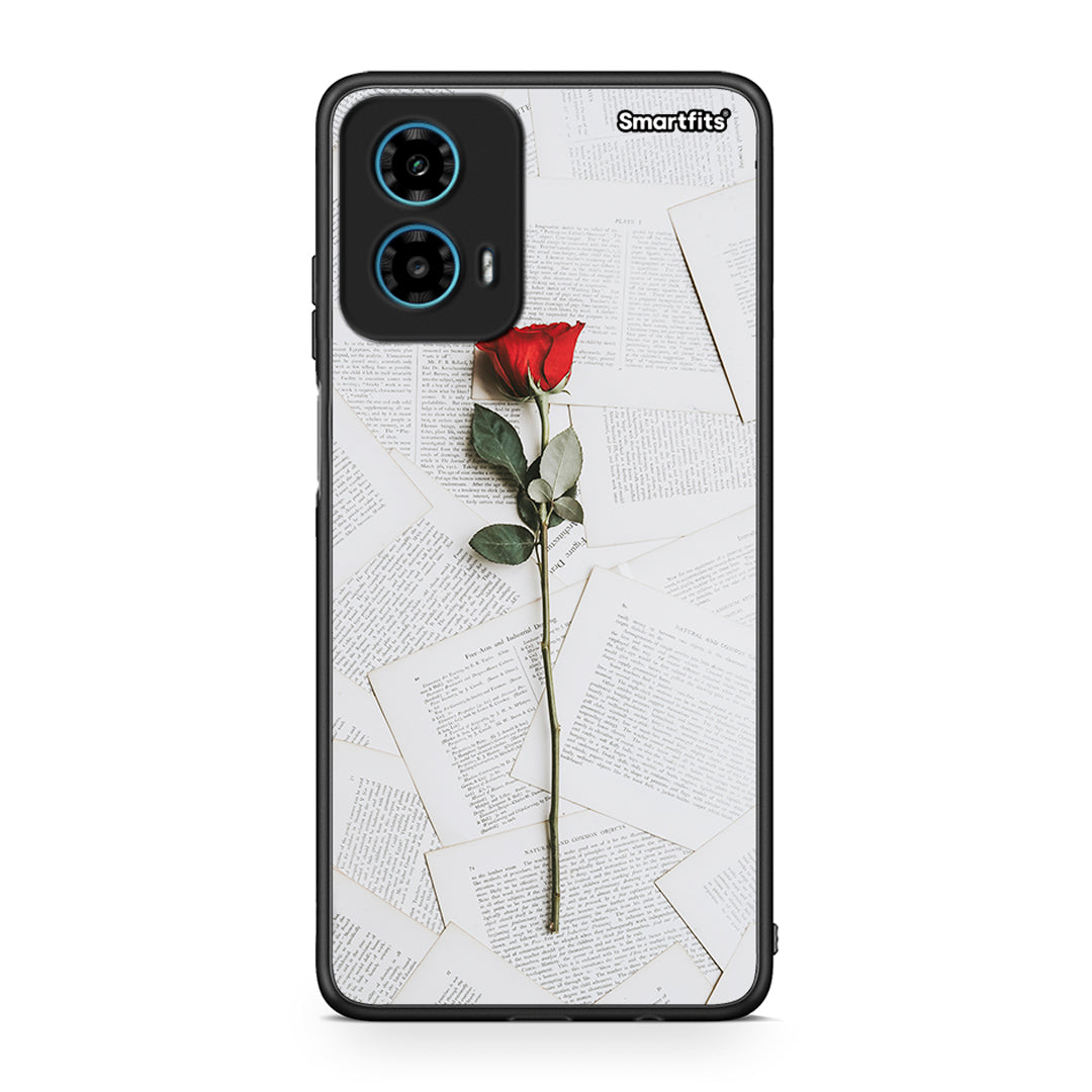 Motorola G34 5G Red Rose θήκη από τη Smartfits με σχέδιο στο πίσω μέρος και μαύρο περίβλημα | Smartphone case with colorful back and black bezels by Smartfits
