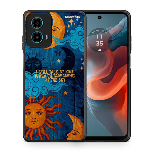 Θήκη Motorola G34 5G Screaming Sky από τη Smartfits με σχέδιο στο πίσω μέρος και μαύρο περίβλημα | Motorola G34 5G Screaming Sky case with colorful back and black bezels
