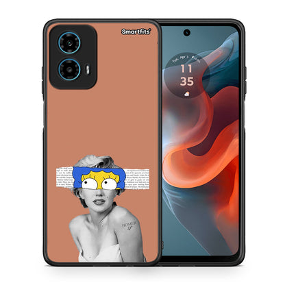 Θήκη Motorola G34 5G Sim Merilyn από τη Smartfits με σχέδιο στο πίσω μέρος και μαύρο περίβλημα | Motorola G34 5G Sim Merilyn case with colorful back and black bezels