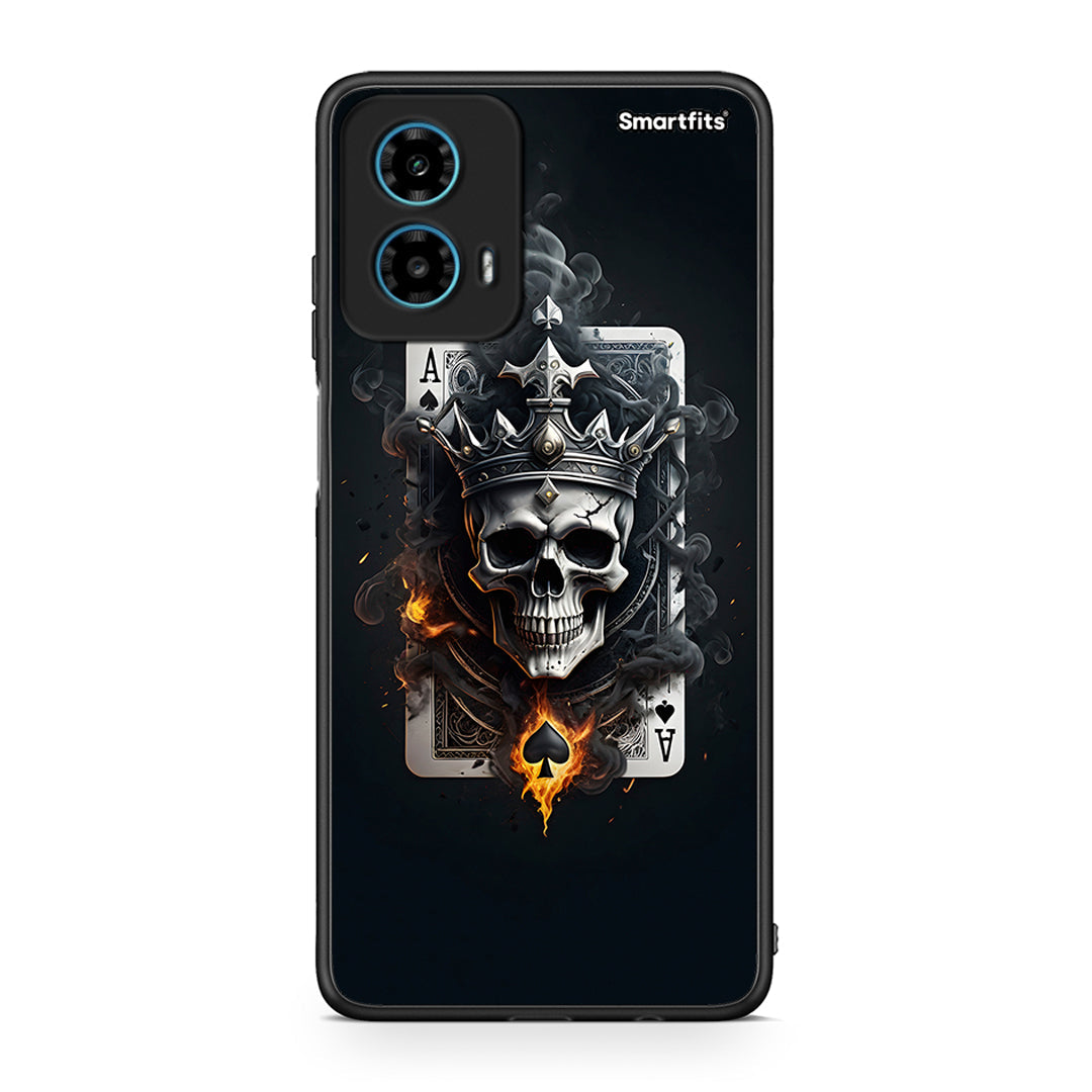 Motorola G34 5G Skull King Ace θήκη από τη Smartfits με σχέδιο στο πίσω μέρος και μαύρο περίβλημα | Smartphone case with colorful back and black bezels by Smartfits