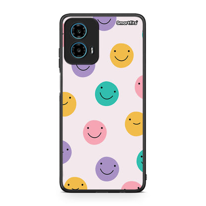 Motorola G34 5G Smiley Faces θήκη από τη Smartfits με σχέδιο στο πίσω μέρος και μαύρο περίβλημα | Smartphone case with colorful back and black bezels by Smartfits