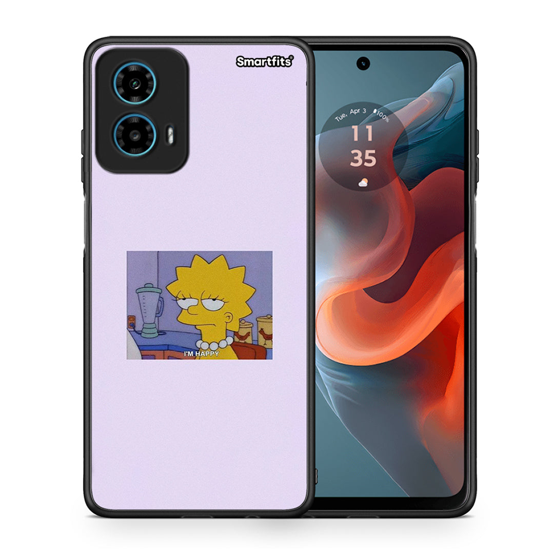 Θήκη Motorola G34 5G So Happy από τη Smartfits με σχέδιο στο πίσω μέρος και μαύρο περίβλημα | Motorola G34 5G So Happy case with colorful back and black bezels