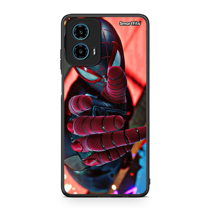 Motorola G34 5G Spider Hand Θήκη από τη Smartfits με σχέδιο στο πίσω μέρος και μαύρο περίβλημα | Smartphone case with colorful back and black bezels by Smartfits