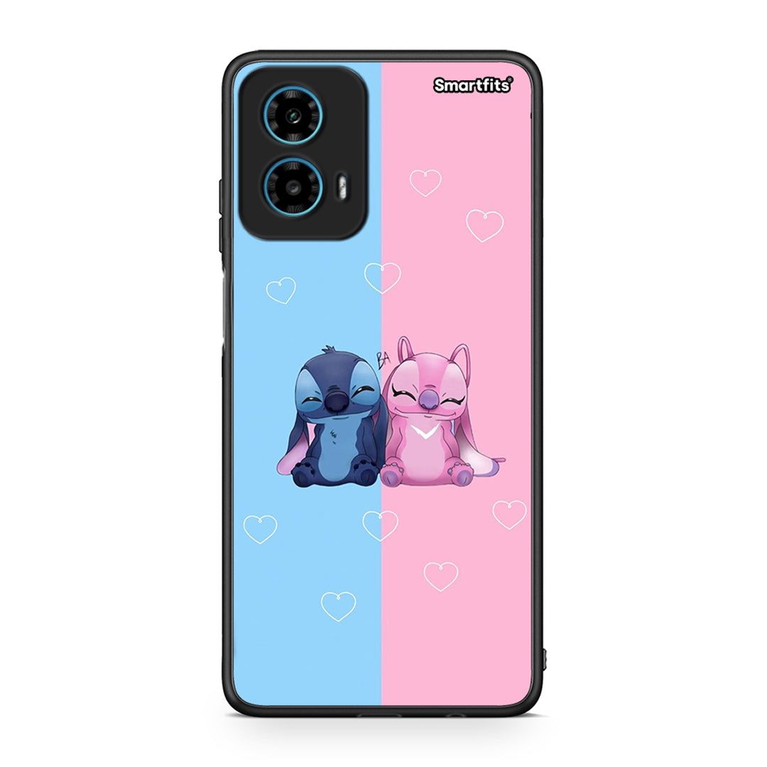 Motorola G34 5G Stitch And Angel θήκη από τη Smartfits με σχέδιο στο πίσω μέρος και μαύρο περίβλημα | Smartphone case with colorful back and black bezels by Smartfits