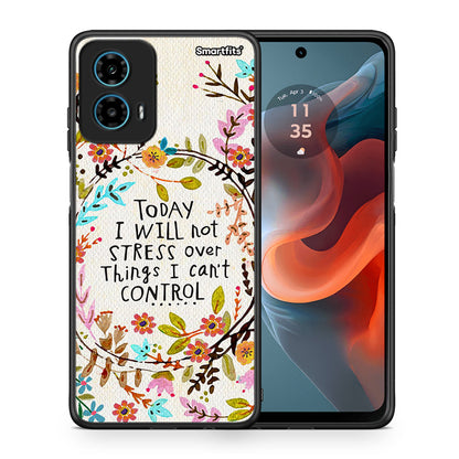 Θήκη Motorola G34 5G Stress Over από τη Smartfits με σχέδιο στο πίσω μέρος και μαύρο περίβλημα | Motorola G34 5G Stress Over case with colorful back and black bezels