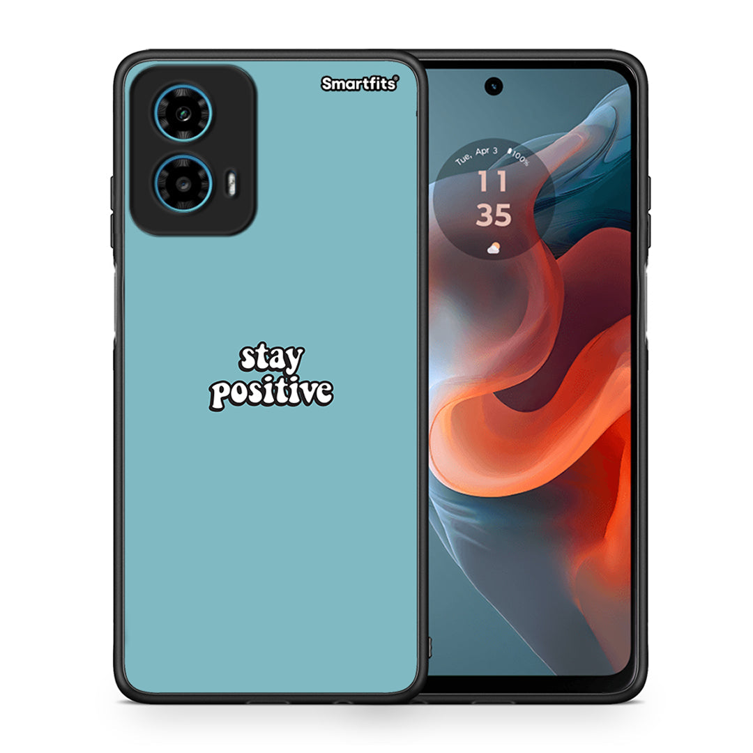 Θήκη Motorola G34 5G Positive Text από τη Smartfits με σχέδιο στο πίσω μέρος και μαύρο περίβλημα | Motorola G34 5G Positive Text case with colorful back and black bezels