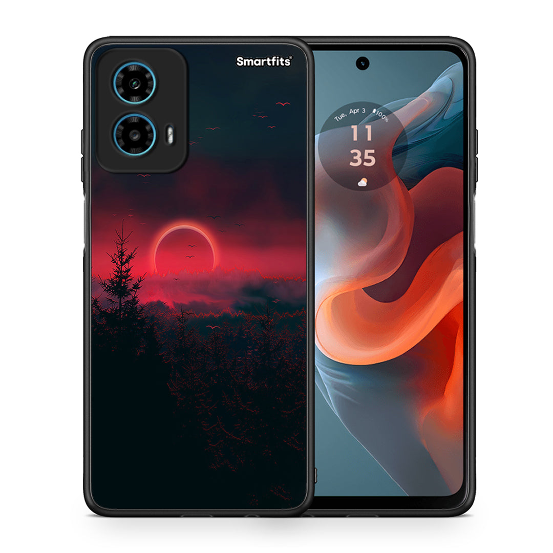 Θήκη Motorola G34 5G Sunset Tropic από τη Smartfits με σχέδιο στο πίσω μέρος και μαύρο περίβλημα | Motorola G34 5G Sunset Tropic case with colorful back and black bezels